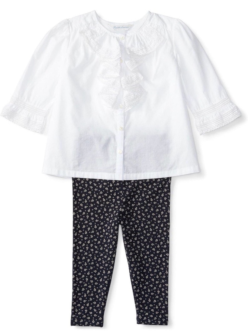Ralph Lauren Baby Girls' Bohemian Top & Polka Dot Print Leggings Set - 9 Months